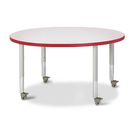 Jonti-Craft Berries Round Activity Table, 42 in. Diameter, Mobile, Freckled Gray/Red/Gray 6468JCM008